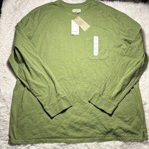 NWT Goodfellow & Co Green Long Sleeve Pocket Front 100% Cotton Size 3X Tall